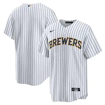 mens nike white milwaukee brewers home replica team jersey_